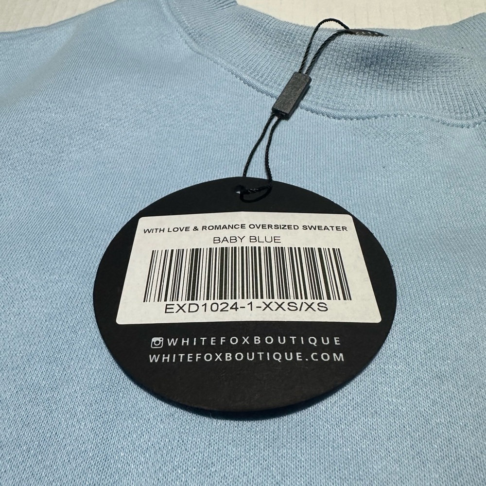 White Fox Boutique With Love And Romance Baby Blue Sweatshirt - Picture 4 of 6
